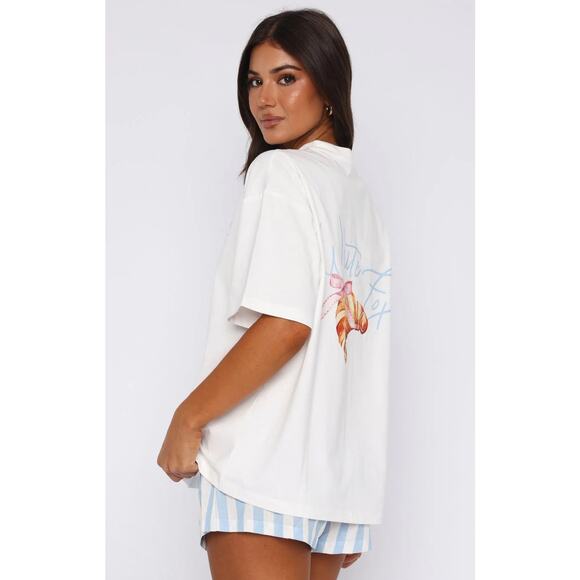 (S/M) $50 NWOT White Fox Fresh Only Pyjama Oversized Tee White - Picture 4 of 6